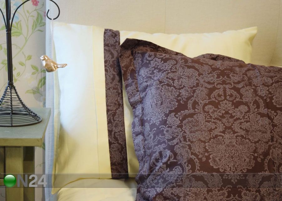 6-osaline puuvillasatiinist voodipesukomplekt Kuninglik pruun 220x210 cm suurendatud