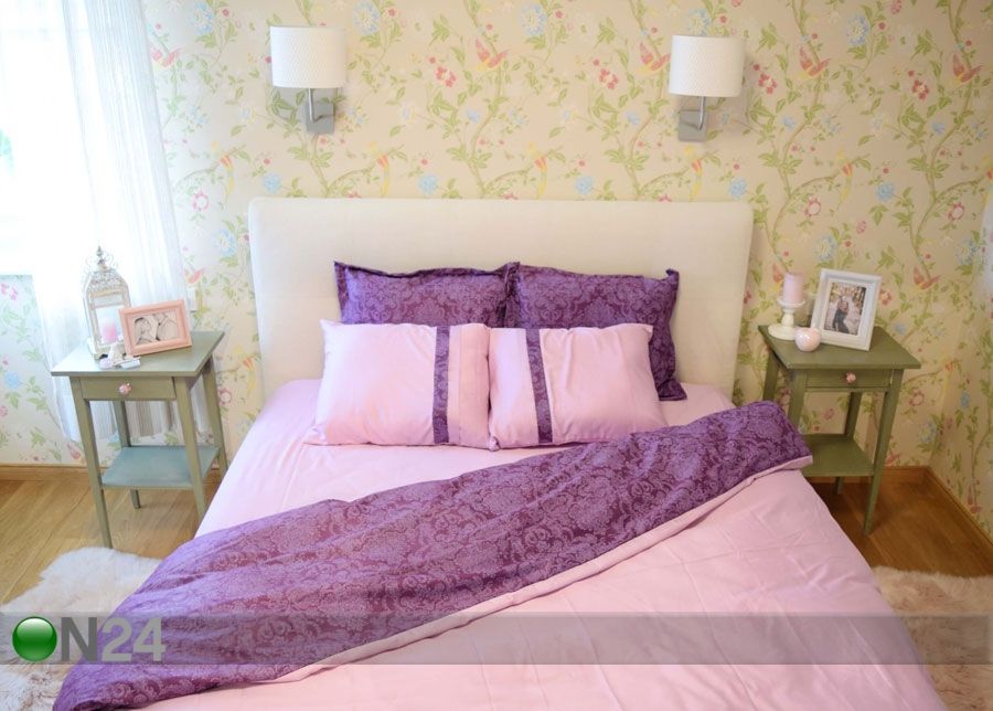 6-osaline puuvillasatiinist voodipesukomplekt Majesteetlik lilla 150x210 cm suurendatud