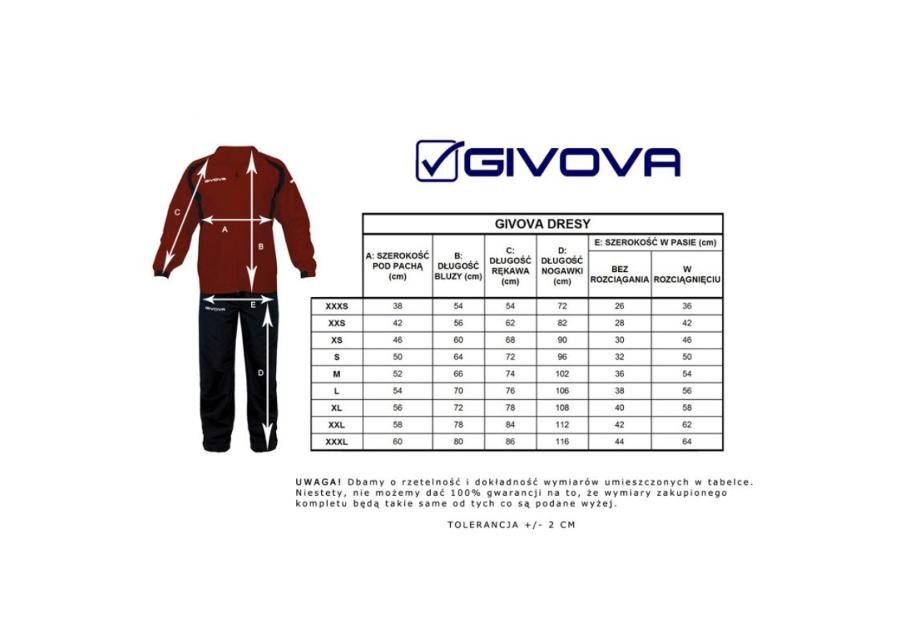 Dresside komplekt meestele Givova Tuta Visa TR018 punane/must suurus XL suurendatud