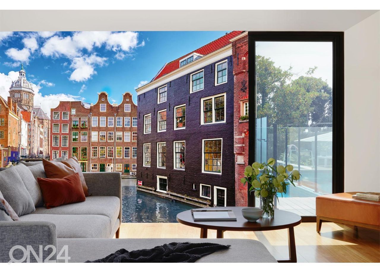 Fliis fototapeet Mural Embankments Of Amsterdam suurendatud