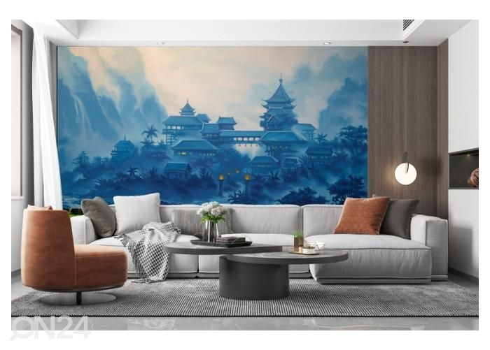 Fliis fototapeet Theatre Backdrop Featuring a Classical Chinese Landscape 368x254 cm suurendatud