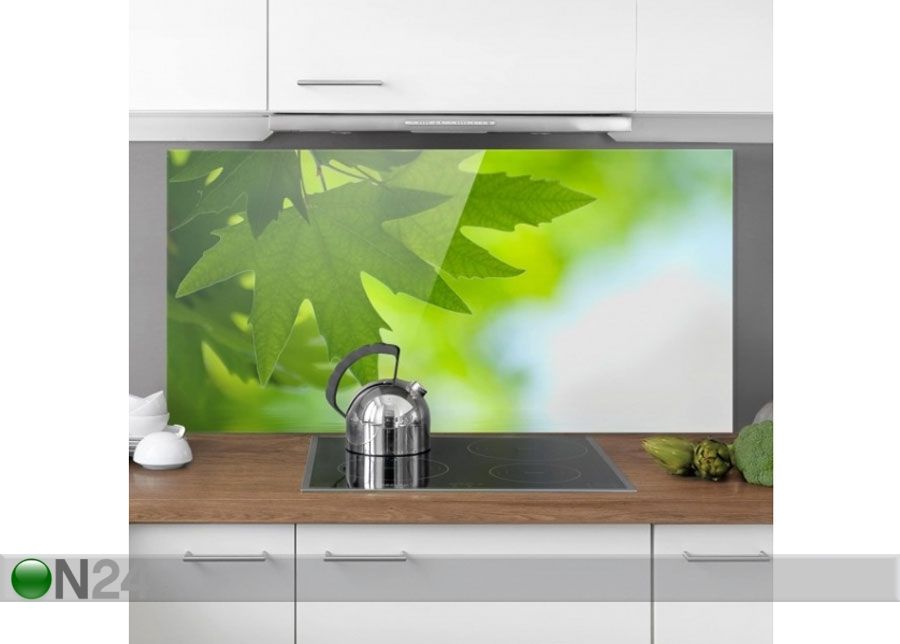 Fotoklaas, köögi tagasein Green Ambiance III, 59x90 cm suurendatud