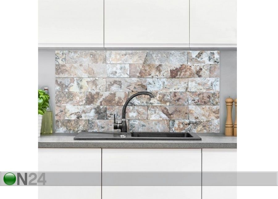 Fotoklaas, köögi tagasein Natural Marble Stone Wall 40x60 cm suurendatud