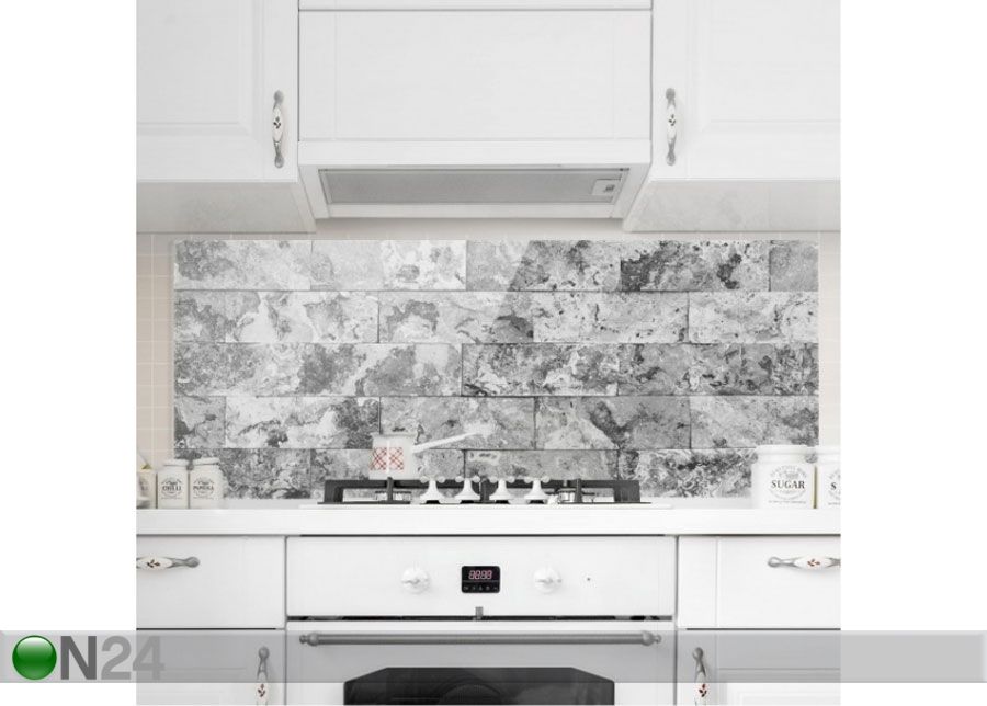 Fotoklaas, köögi tagasein Stone Wall Natural Marble Grey 40x100 cm suurendatud