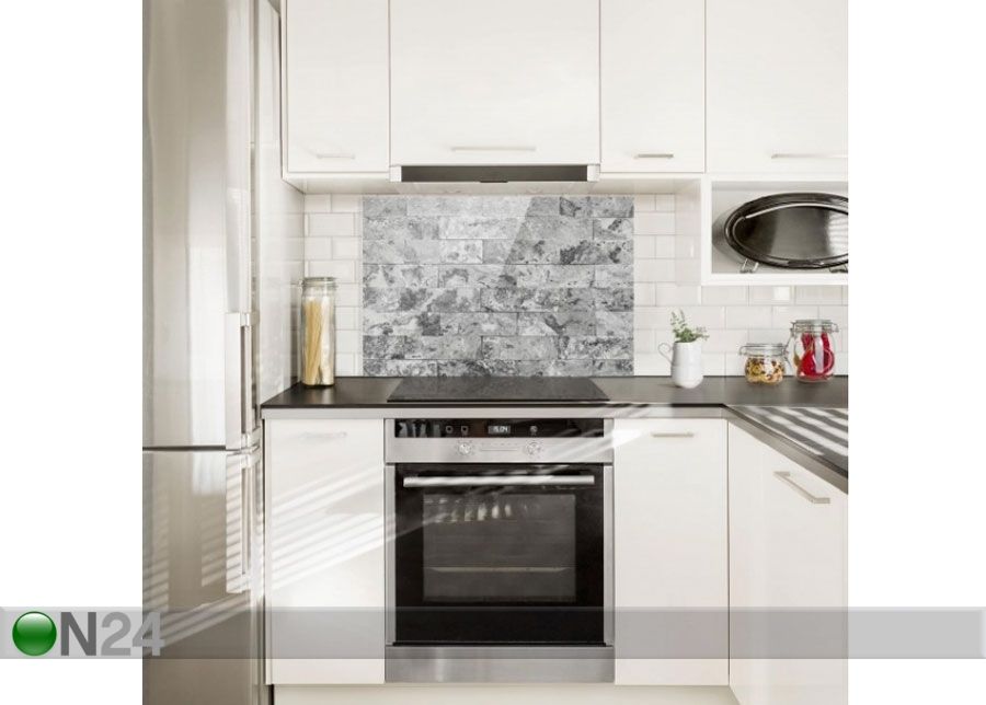 Fotoklaas, köögi tagasein Stone Wall Natural Marble Grey 59x120 cm suurendatud