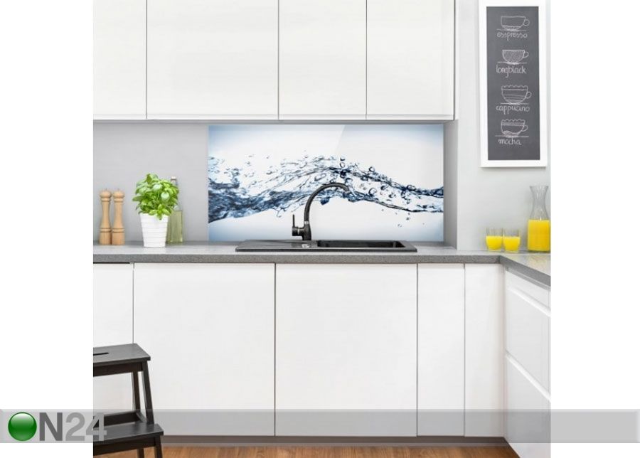 Fotoklaas, köögi tagasein Water Splash 40x60 cm suurendatud