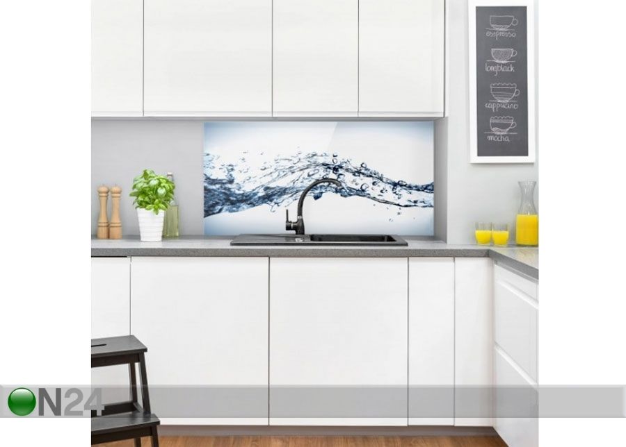 Fotoklaas, köögi tagasein Water Splash 50x125 cm suurendatud