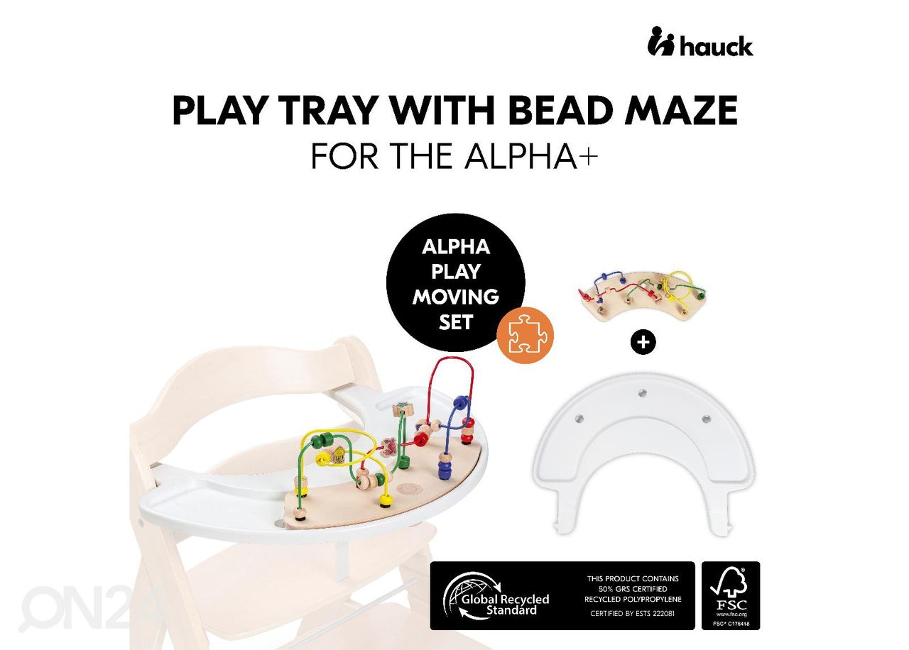 Hauck söötmistooli Play Tray kandik koos mänguasjaga Veeloomad suurendatud