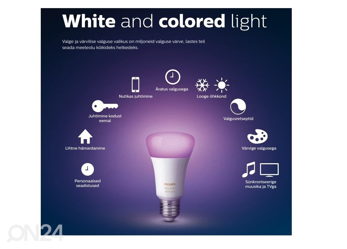 Hue White and Color ambiance elektripirnid 6,5 W E27 A60 kolmene pakk suurendatud