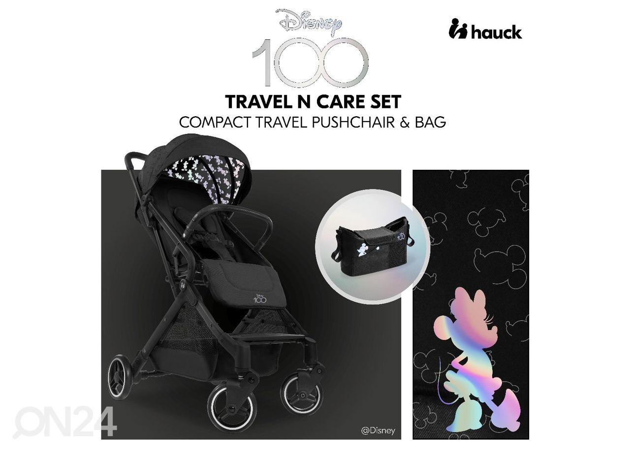 Jalutuskäru koos kotiga Hauck Disney Travel N Care Set Disney 100 must suurendatud