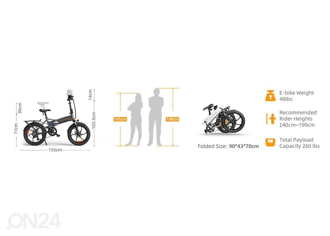 Kokkupandav elektriline jalgratas ADO A20 XE suurendatud
