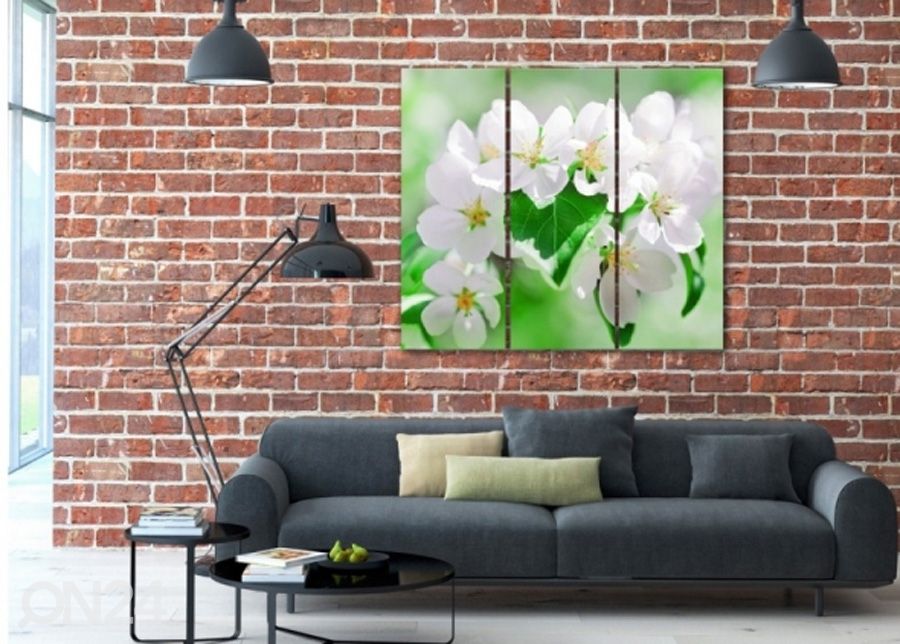 Kolmeosaline seinapilt Cherry blossoms 2 3D 90x80 cm suurendatud