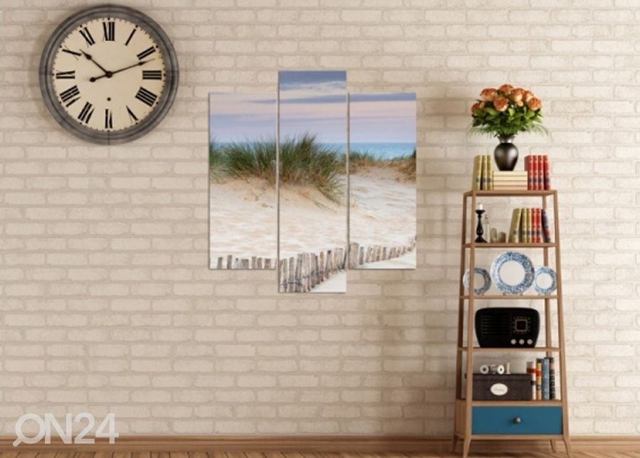 Kolmeosaline seinapilt Fenced dunes 3D 90x80 cm suurendatud