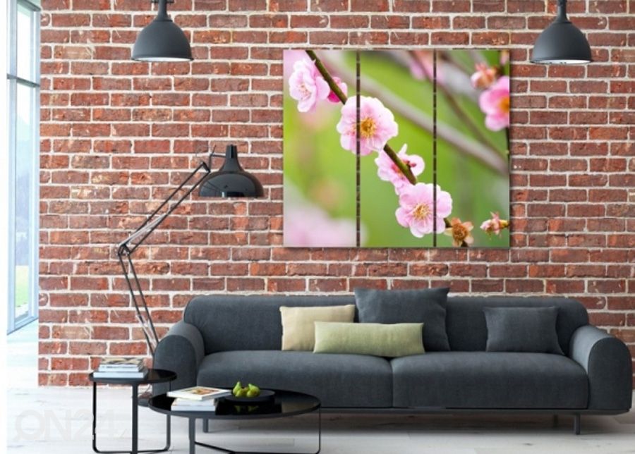 Kolmeosaline seinapilt Fruit tree blossom 3D 90x80 cm suurendatud