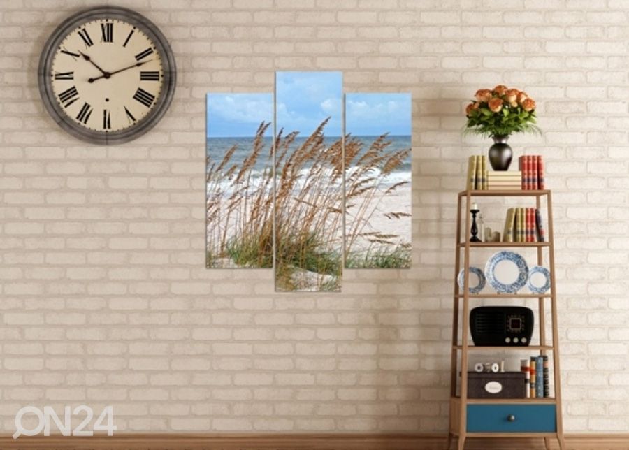 Kolmeosaline seinapilt Grass by the sea 3D 90x80 cm suurendatud