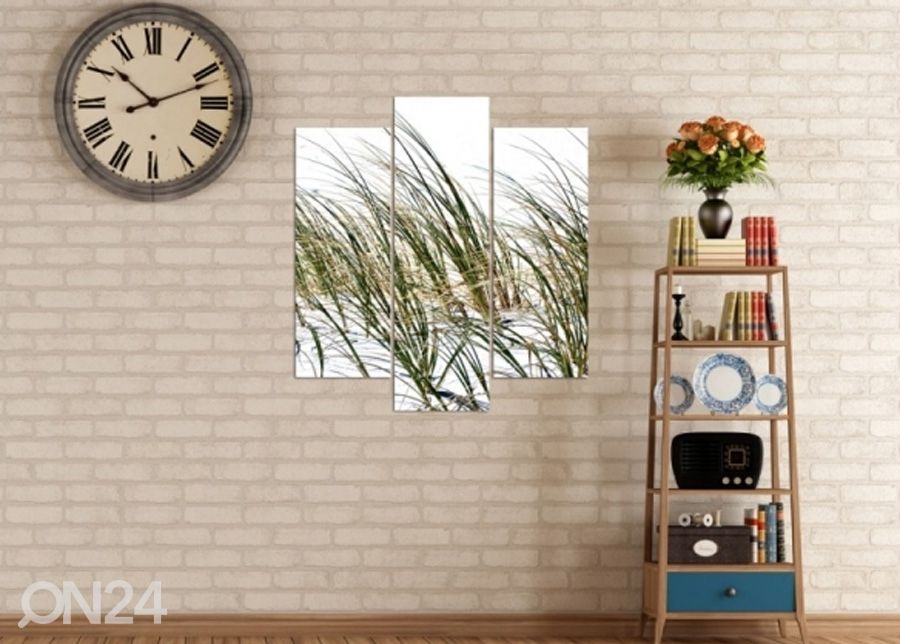 Kolmeosaline seinapilt Grass on the beach 3D 90x80 cm suurendatud