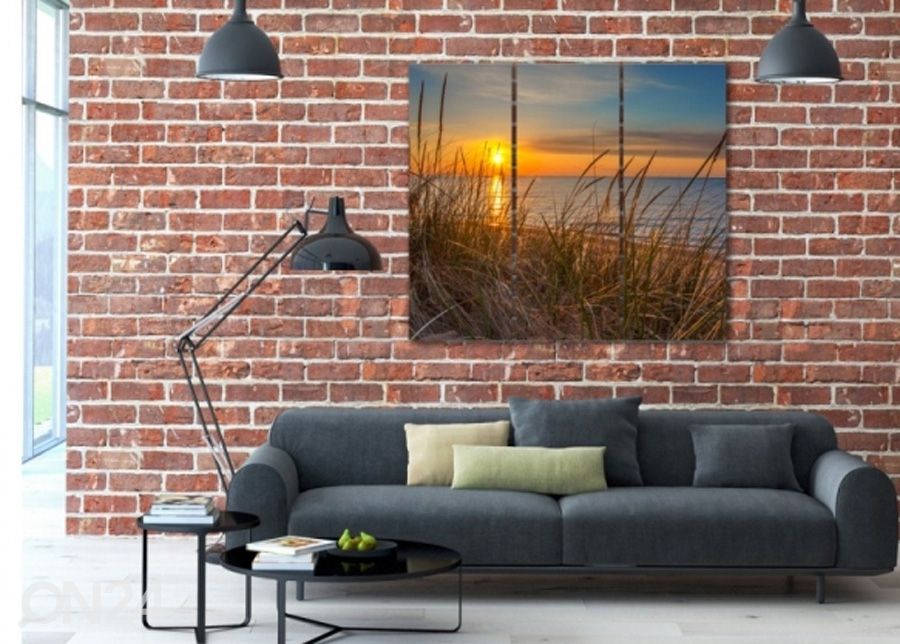 Kolmeosaline seinapilt Sunset over the dunes 3D 90x80 cm suurendatud