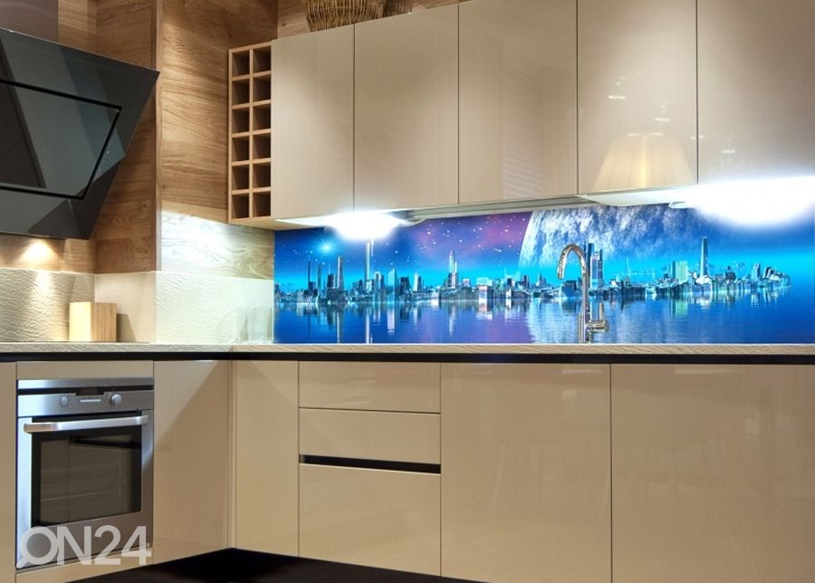 Köögi tagasein Futuristic City 180x60 cm suurendatud