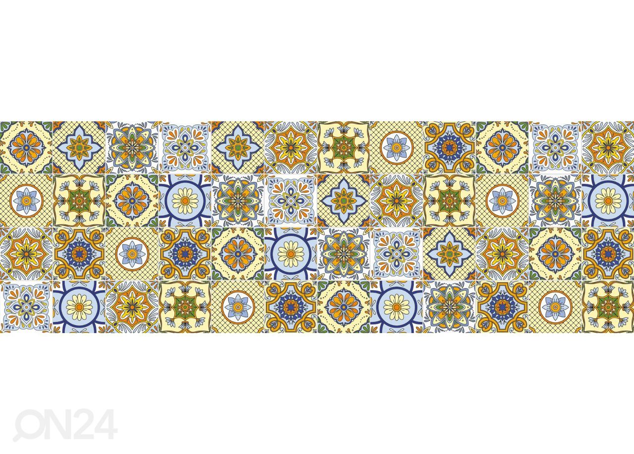 Köögi tagasein Ornamental Tiles Yellow 180x60 cm suurendatud