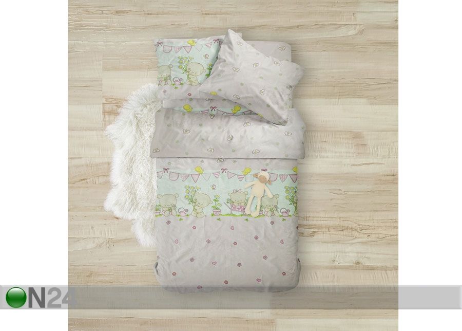 Laste voodipesukomplekt Pink Bear 100x120 cm suurendatud