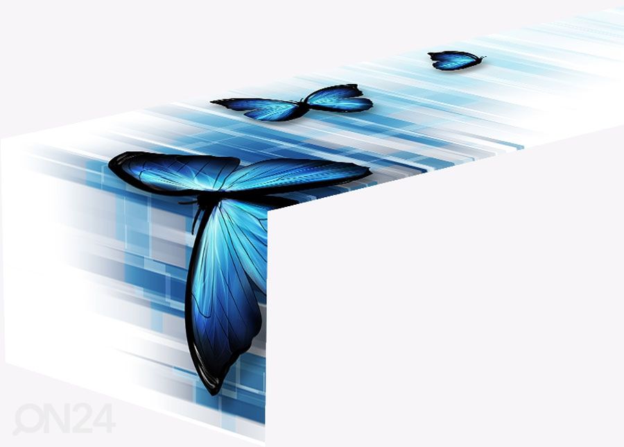Laudlina Blue Butterflies 1 40x160 cm suurendatud