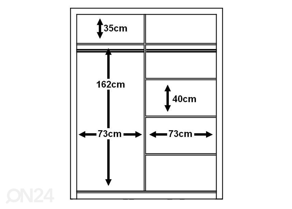 Lükandustega riidekapp 150 cm suurendatud