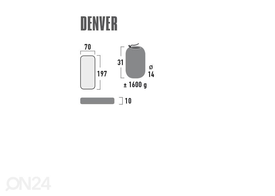 Madrats Denver heleroheline 197x70x10cm High Peak suurendatud