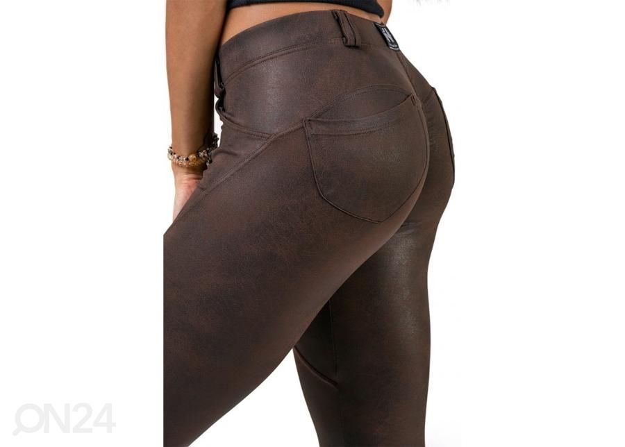Naiste vabaajaretuusid Nebbia Leather Look Bubble Butt 538 pruun suurus M suurendatud