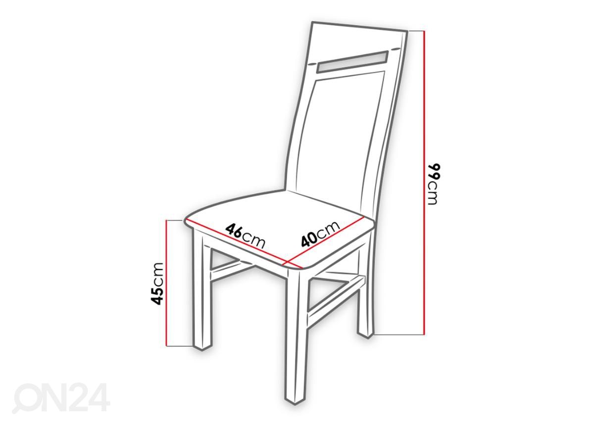 Pikendatav söögilaud 80x130-170 cm + 4 tooli suurendatud
