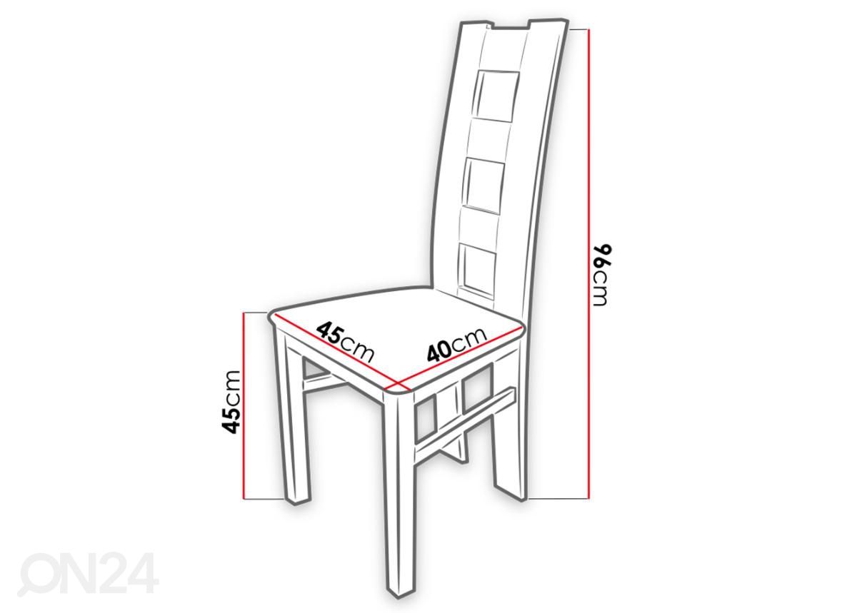 Pikendatav söögilaud 90x160-210 cm + 6 tooli suurendatud