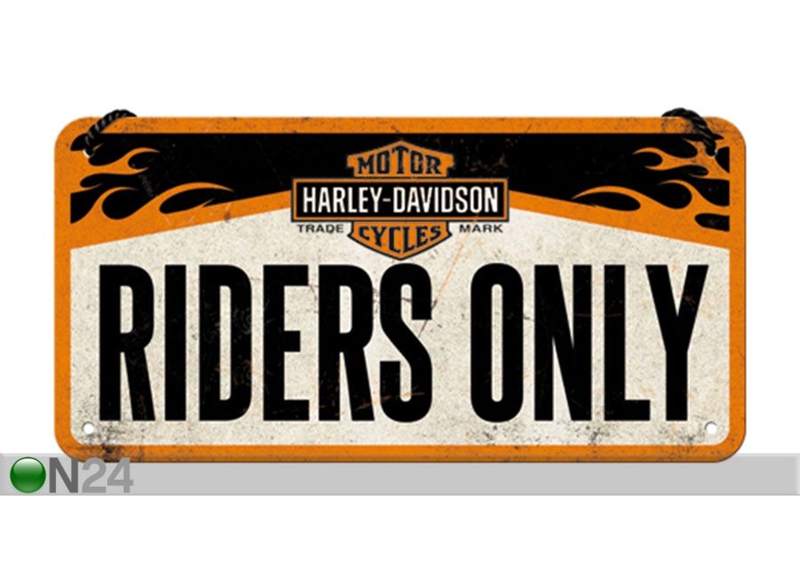 Retro metallposter Harley Davidson Riders Only 10x20 cm suurendatud