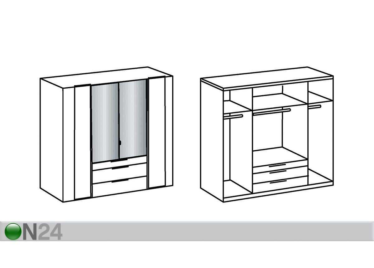 Riidekapp Chicago 200 cm suurendatud