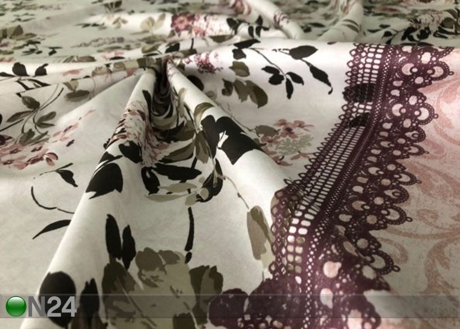 Satiinist voodipesukomplekt Flower 150x210 cm suurendatud
