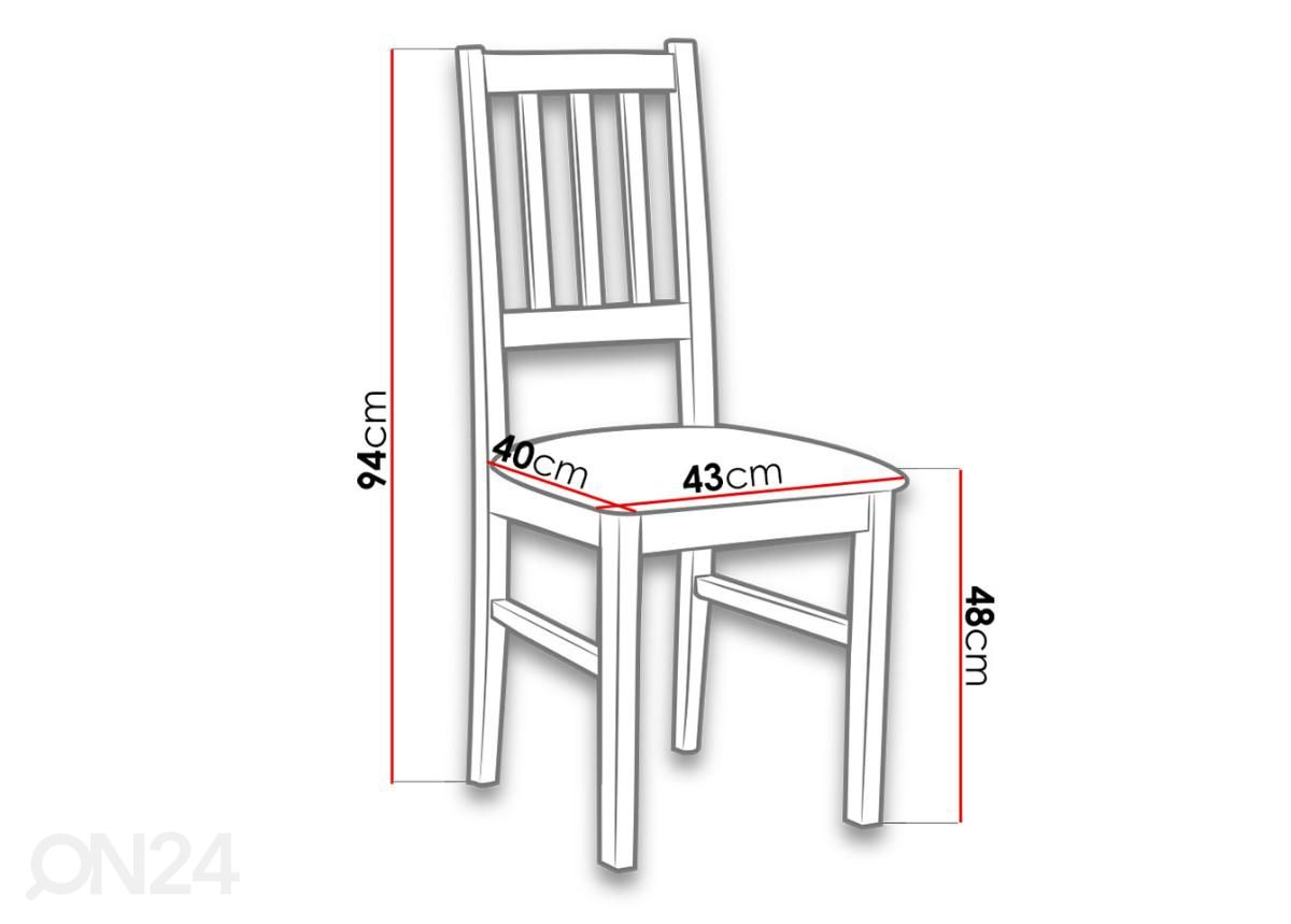 Söögilaud 110x60 cm + 4 tooli suurendatud