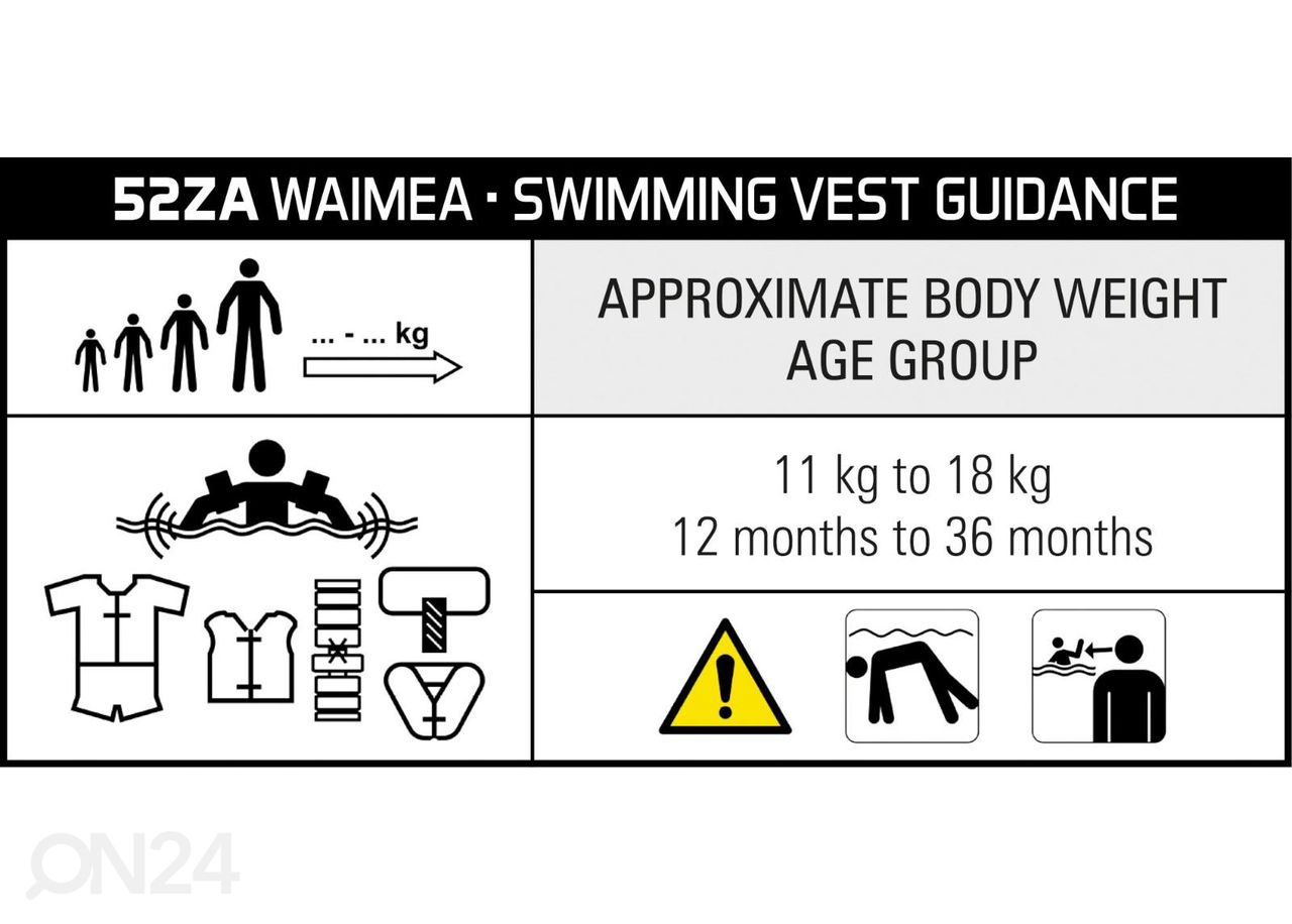 Ujumisvest lastele 1-3 aastat Waimea suurendatud