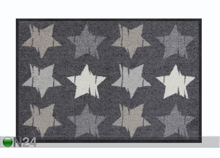 Uksematt Wood Stars grey 50x75 cm suurendatud
