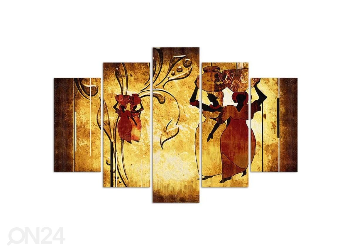 Viieosaline seinapilt African Women 3 100x70 cm suurendatud