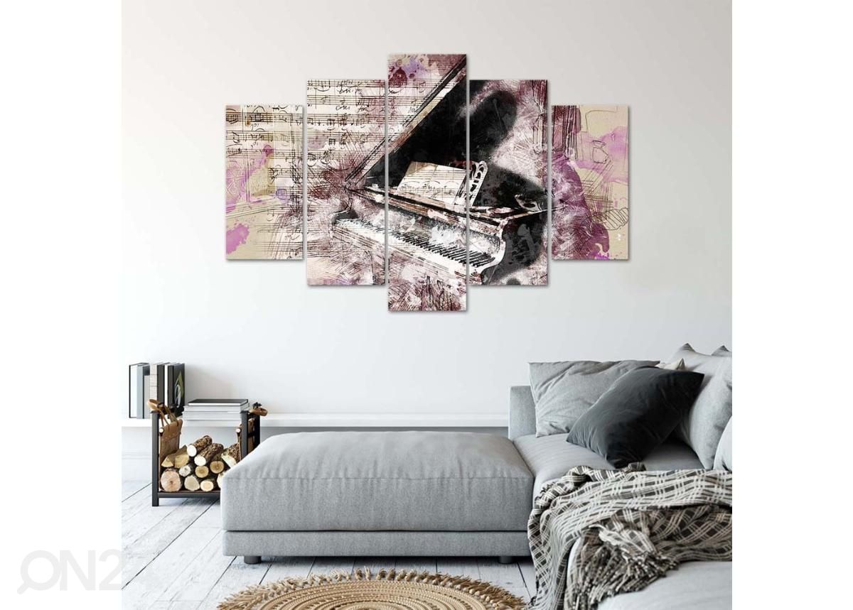 Viieosaline seinapilt Piano - abstraction 100x70 cm suurendatud