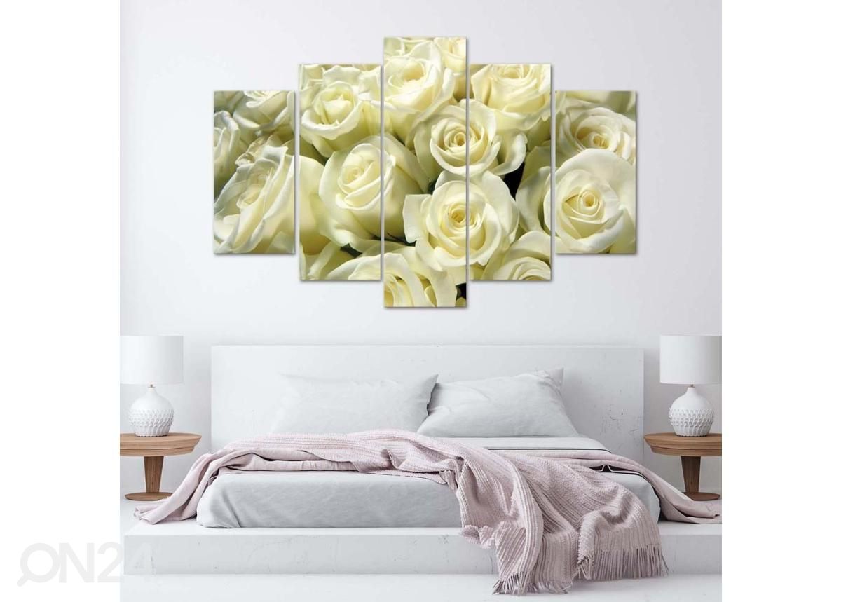 Viieosaline seinapilt White Roses 100x70 cm suurendatud