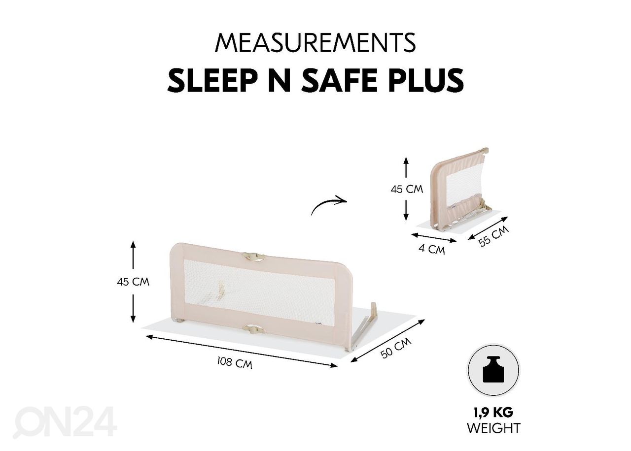 Voodipiire 108 cm Hauck Essential Sleep N Safe Plus beež suurendatud