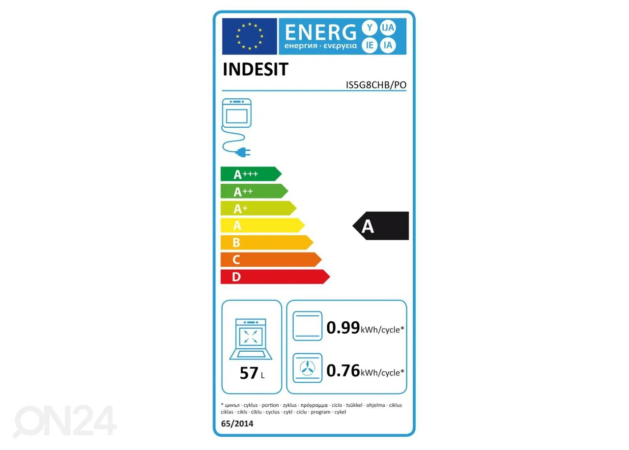 Gaasipliit elektriahjuga Indesit suurendatud