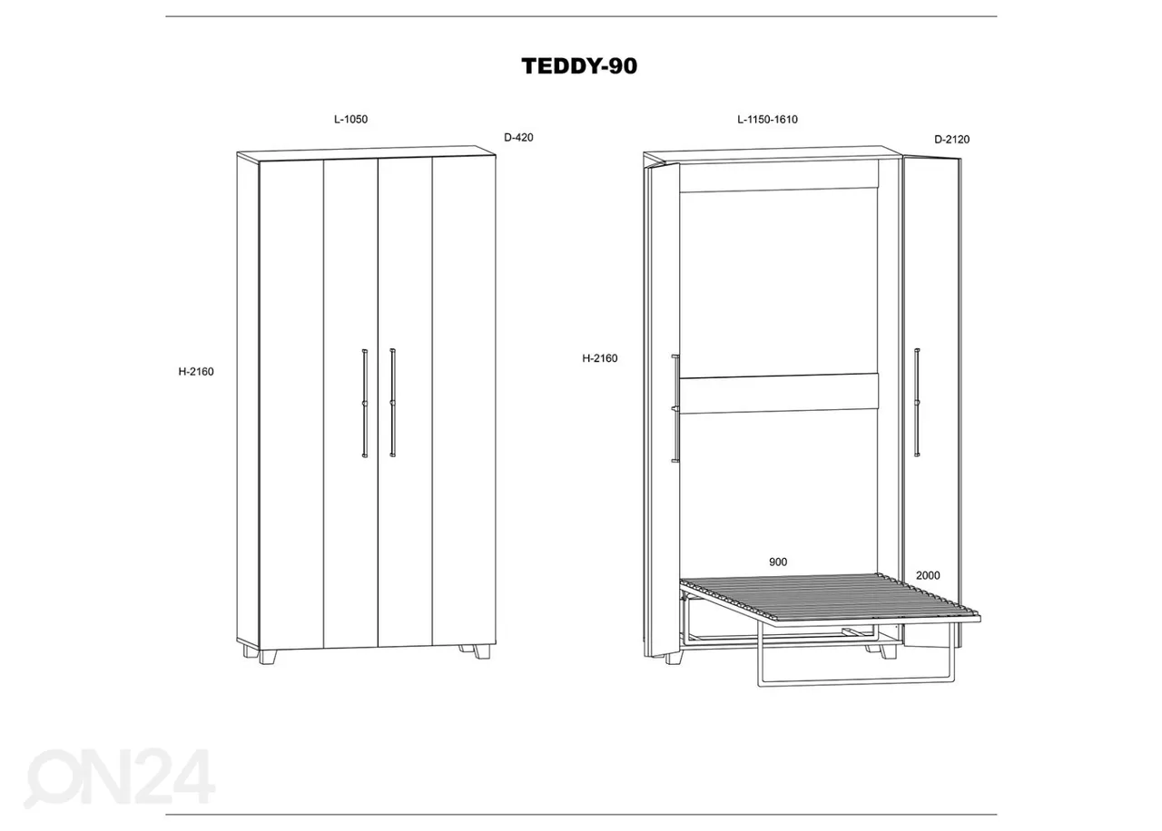Kappvoodi 90x200 cm suurendatud