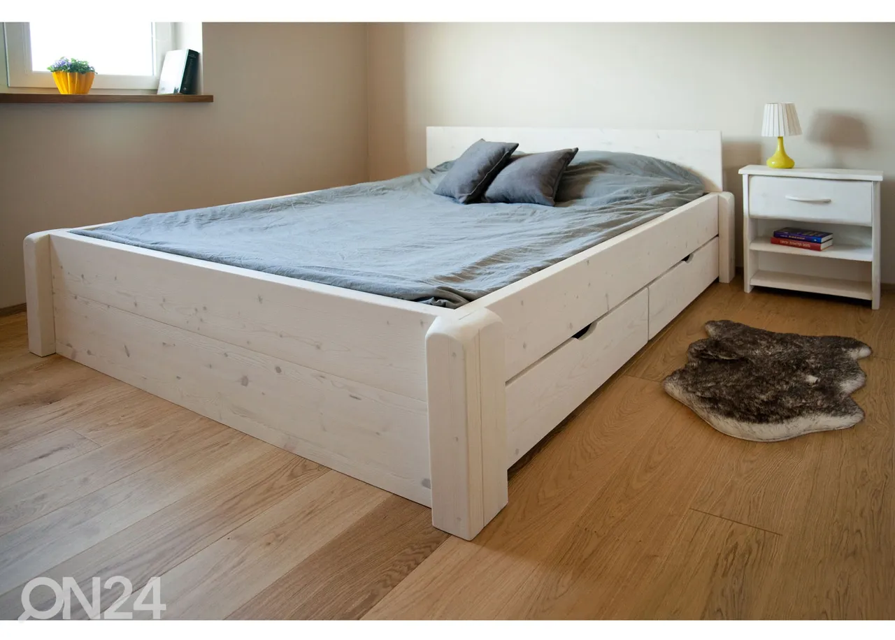 Täispuidust voodi pesukastidega Country Extra 120x200 cm suurendatud