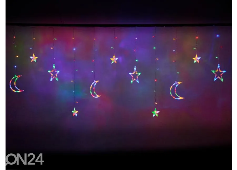 Valguskardin kuu ja tähed 2,5 m 138LED värviline suurendatud