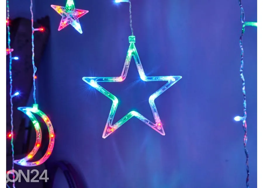 Valguskardin kuu ja tähed 2,5 m 138LED värviline suurendatud