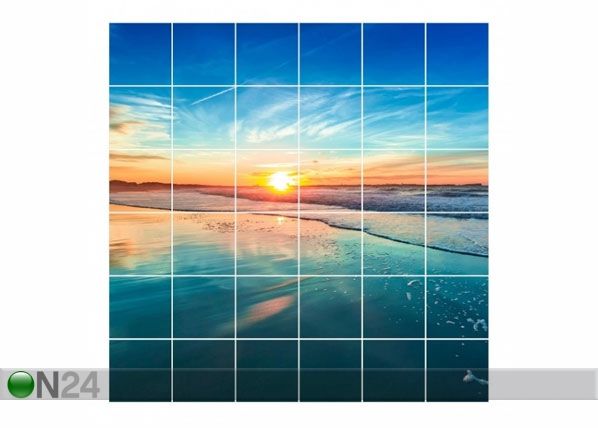 Kleebised seinaplaatidele Romantic sunset by the sea 120x120 cm