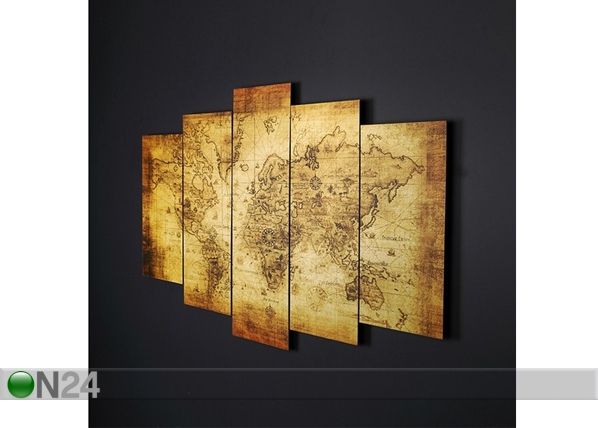 Viieosaline seinapilt World Map I, 100x60 cm