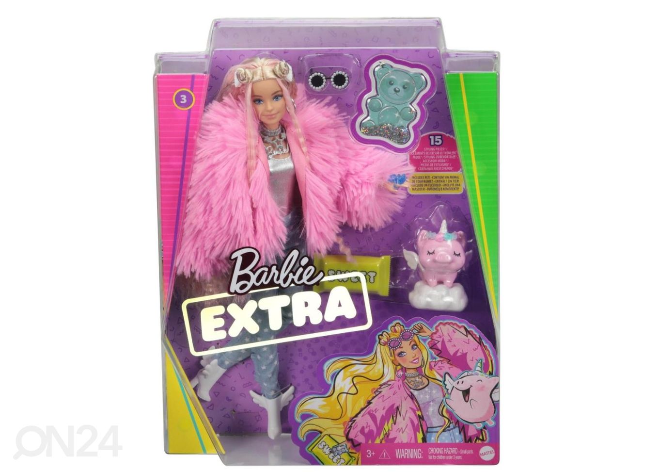 Barbie Extra koheva roosa kasukaga suurendatud