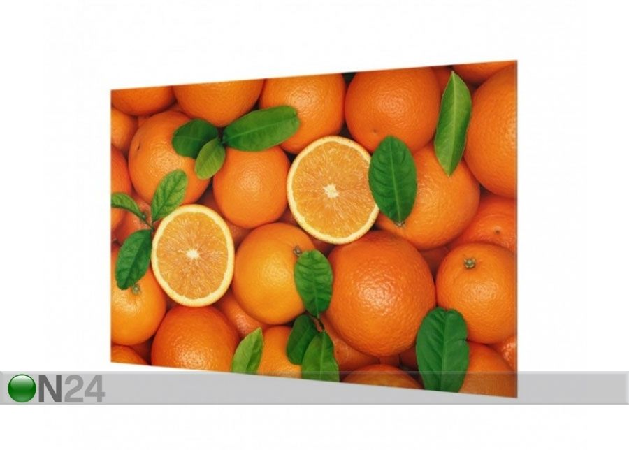 Fotoklaas, köögi tagasein Juicy Oranges 40x100 cm suurendatud