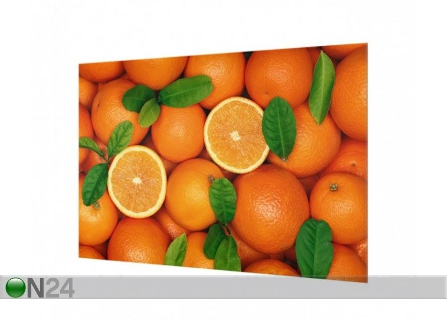 Fotoklaas, köögi tagasein Juicy Oranges 59x90 cm suurendatud